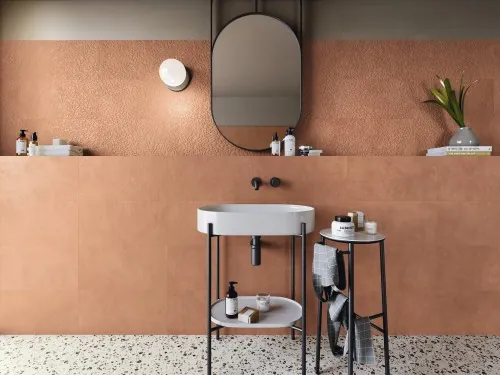 Carrelage Sol / Mur Effet Terre Cuite Relief 30x60 et 60x60 Rhodophyte InstaHouse ARGILLAE APE Tuile Mur salle d'eau