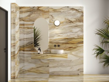 InstaHouse carrelage grand format blanc finition mat format 60 x 120 collection Everest Mur salle d'eau