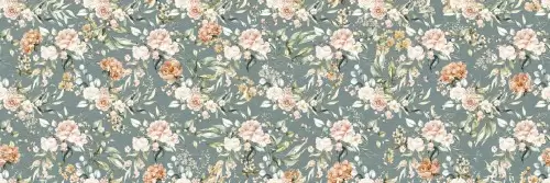 Faïence rectifiée effet papier peint motif vintage fleurs 30X90 cm couleur horizon collection Romantic InstaHouse APE Colorful