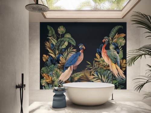 Carrelage Décoratif Mur Effet Panoramique grand format 120x280 Arty Décor Oiseau  InstaHouse Atelier APE Mur salle de bain