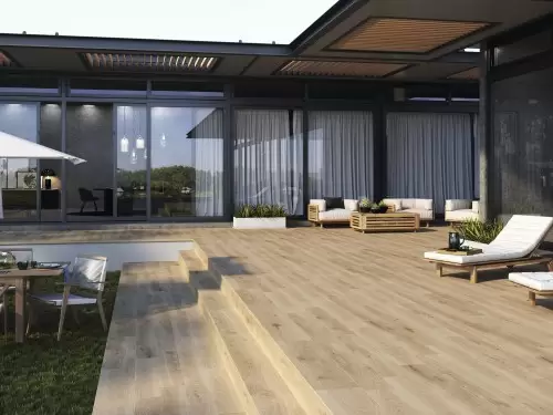 Carrelage Sol Aspect Parquet 20x120 Noyer Antidérapant R11 Fontainebleau InstaHouse OREGON APE terrasse exterieure