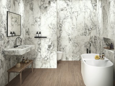 Carrelage Effet Marbre Blanc Mat Relief 60x120 Arabescato InstaHouse APE mur salle de bain