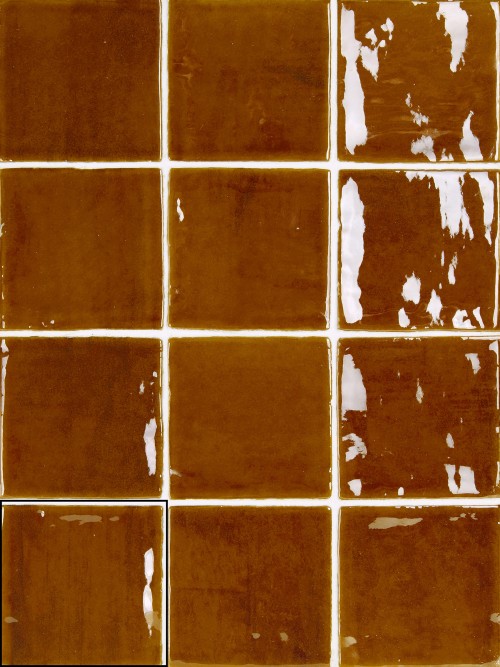 Faïence Aspect Zellige Caramel Brillant Craquelé 10x10 Fez InstaHouse NOUR CARMEN comp