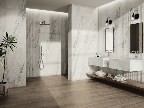 Carrelage Mur Aspect Marbre Mat Relief 60x120 Sixtine InstaHouse MichelAngelo mur salle de bain