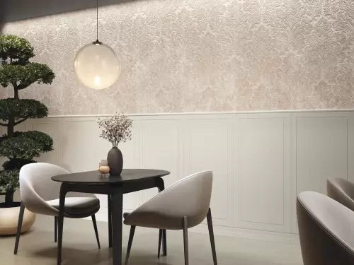 Carrelage Effet Boiseries Beige 60x120 Mat Parigi InstaHouse BELLAGIO APE mur restaurant salle à manger